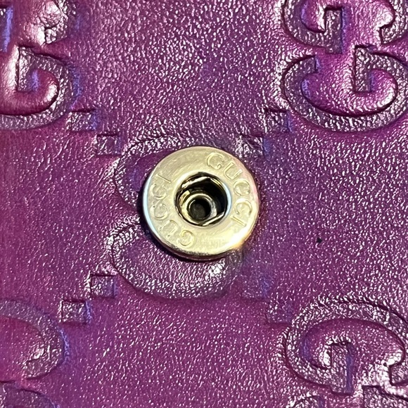 GUCCI Abbey GG Chishima Bifold Purple Leather Wallet - Picture 6 of 13